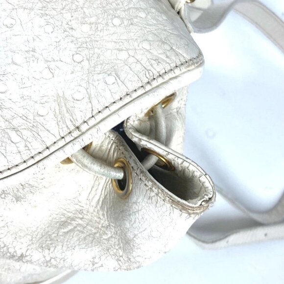 VERSACE vintage Sunburst Backpack Bag Chain Backpack Embossed Leather Ivory/Gold main image 7
